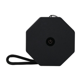 Gingko Mini Slate Black octagonal portable light with power button and wrist strap, compact square-edged design