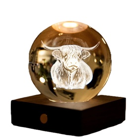 Amber Crystal Highland Cow Table Light