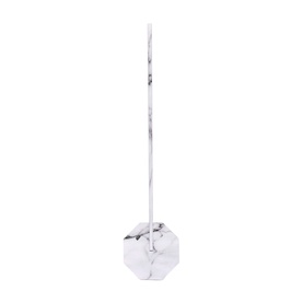 Gingko White Marble slim table lamp with octagonal marble base and tall slender stem, silver-toned finish