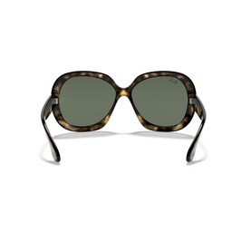 Ray-Ban sunglasses in Havana tortoiseshell, oversized square frame with dark green lenses, rear three-quarter view