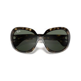 Ray-Ban sunglasses in Havana tortoiseshell, oversized butterfly frame with dark green lenses and gold logo detail