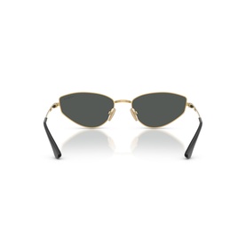 Vogue gold cat-eye sunglasses, rear view showing slim metal frame, black temple tips and dark lenses.