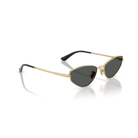 Vogue gold cat-eye sunglasses with dark grey lenses, slim metal frame and black temple tips