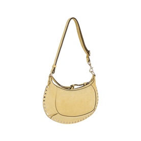Isabel Marant straw leather crossbody bag with silver-tone hardware, stud trim detailing, and adjustable shoulder strap