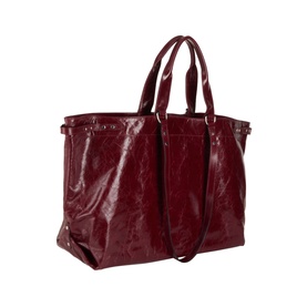 Isabel Marant Winna Tote Bag in burgundy patent leather with silver-tone hardware, carry handles and detachable shoulder strap