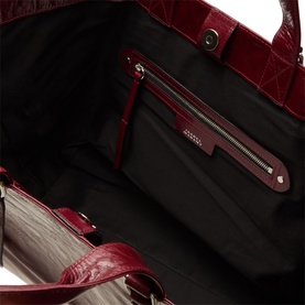 Isabel Marant Winna Tote Bag in burgundy croc-embossed leather, showing black interior with zip pocket and silver-tone hardware detail