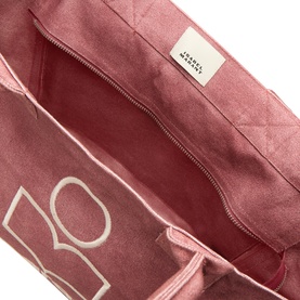 Isabel Marant raspberry cotton tote bag, interior view showing zip pocket and cream logo lining