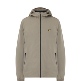 Lyle & Scott Taupe Casual Jacket with hood, zip fastening, side pockets, and gold eagle badge detail