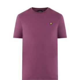 Lyle & Scott purple cotton crew neck T-shirt with signature gold eagle badge on chest