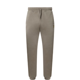 Lyle & Scott Eagle Logo Drawstring Sweatpants in taupe, elasticated drawstring waist, embroidered eagle logo, slim leg, cotton fleece