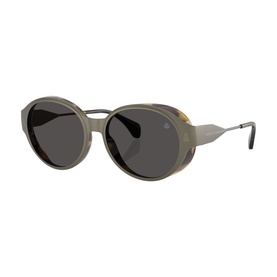 Giorgio Armani round sunglasses in khaki green with tortoiseshell side shields and dark grey lenses
