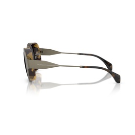 Tortoiseshell and gunmetal sunglasses shown from side angle, revealing slim metal temples and brown gradient lenses