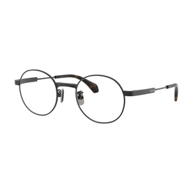 Moncler black round metal optical frames with slim temples and semi-rimless bridge detail