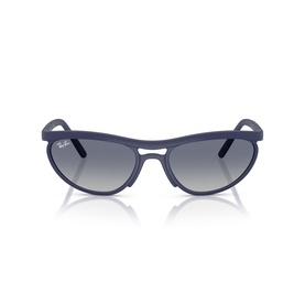 Ray-Ban Polar blue sunglasses with narrow oval frames, gradient grey lenses, front-facing view