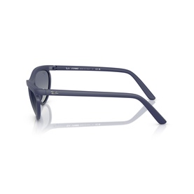 Ray-Ban Polar sunglasses in blue, rear three-quarter view showing temple arms and gradient blue lenses