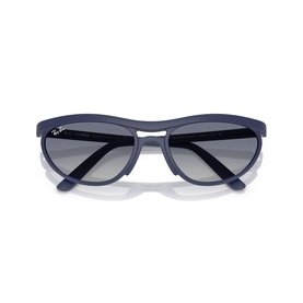 Ray-Ban Polar sunglasses in blue, wrap-style frames with grey gradient lenses and smooth matte finish