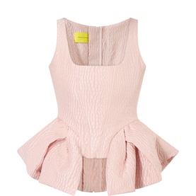 Textured Brocade Peplum Corset Top