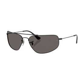Ray-Ban aviator-style sunglasses in matte black metal frame with dark grey lenses and slim temple arms