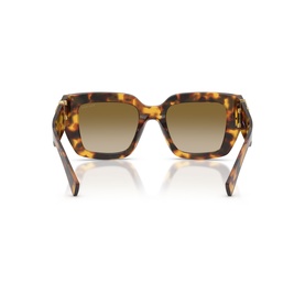 Tortoiseshell oversized square sunglasses, rear view showing brown gradient lenses and gold-tone temple detail