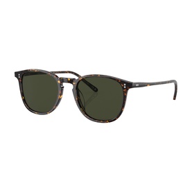 Oliver Peoples Finley Vintage sunglasses in tortoiseshell acetate frame with green lenses, square silhouette