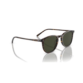 Oliver Peoples Finley Esq. sunglasses in dark tortoiseshell acetate with dark green lenses and thin metal temples