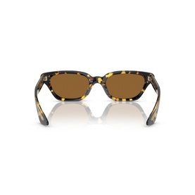 Oliver Peoples brown tortoiseshell sunglasses, rear view showing frame temples and brown lenses