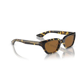 Oliver Peoples sunglasses in brown tortoiseshell acetate with amber lenses, cat-eye silhouette and gold-tone hardware