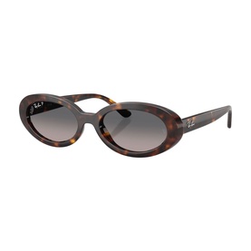 Ray-Ban oval sunglasses in tortoiseshell with gradient grey lenses and silver-tone hardware
