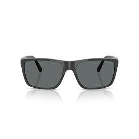 Polo Ralph Lauren grey square-frame sunglasses with dark grey lenses and black temples, front-facing view