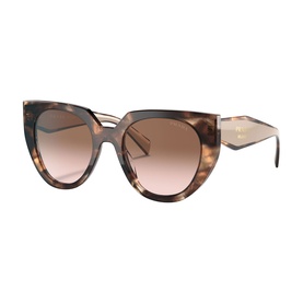 Prada cat-eye sunglasses in brown tortoiseshell with gold-tone temples and gradient rose-brown lenses