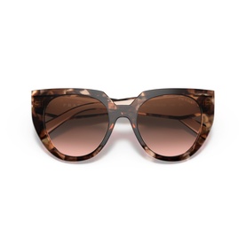 Oversized cat-eye sunglasses in pink tortoiseshell with gradient brown lenses and slim gold bridge detail