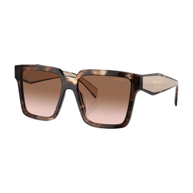 Prada brown tortoiseshell square-frame sunglasses with gradient brown lenses and chunky acetate temples
