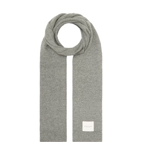 Profuomo mid grey knit scarf, wool blend, looped display with small label detail at hem