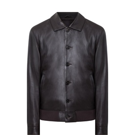 Leather Classic Collar Bomber Jacket
