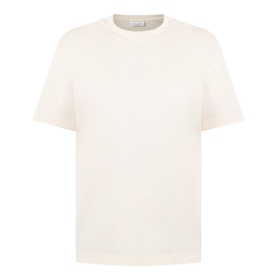Profuomo Solid Logo Pima T-Shirt in Raw White, crew neck, short sleeves, small logo print, 100% cotton