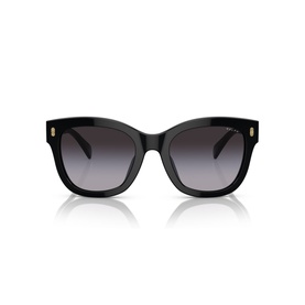 Ralph black square cat-eye sunglasses with gradient grey lenses and gold-tone temple hardware, front view