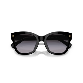 Ralph black cat-eye sunglasses with gold-tone temple detail and grey gradient lenses