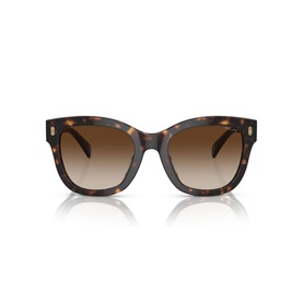 Tortoiseshell square-frame sunglasses with gradient brown lenses and gold-tone corner hardware detail