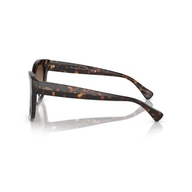 Prada sunglasses in tortoiseshell brown, side profile view showing temple arm and frame construction with gradient brown lenses