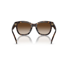 Tortoiseshell cat-eye sunglasses with gold-tone stud detail on temples and gradient brown lenses, rear view