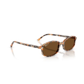 Ray-Ban Polar sunglasses in brown tortoiseshell acetate frames with oval lenses and slim temples, angled product view