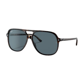 Ray-Ban aviator sunglasses in tortoise brown with double bridge and dark blue polarised lenses, silver-tone hinges
