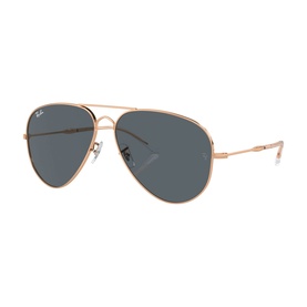 Ray-Ban Polar aviator sunglasses in pink rose gold metal frame with blue-grey lenses and double bridge