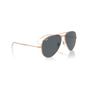 Ray-Ban Polar aviator sunglasses in pink rose gold-tone metal frame with dark grey lenses, double bridge detail
