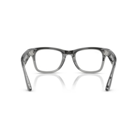 Ray-Ban Polar grey transparent square eyeglass frames, rear view showing temples and nose bridge detail