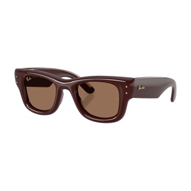 Ray-Ban Mega Wayfarer sunglasses in dark red acetate frame with brown lenses and gold-tone rivets