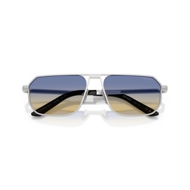 Prada silver aviator sunglasses with blue-to-amber gradient lenses and double bridge detail