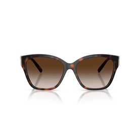 Tortoiseshell cat-eye sunglasses with brown gradient lenses and mottled havana acetate frame