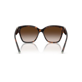 Tortoiseshell oversized square sunglasses, rear view showing brown gradient lenses and slim temples with silver-tone tips