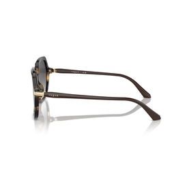 Vogue brown sunglasses, side profile view showing tortoiseshell frame with gold-tone hinge and brown temples